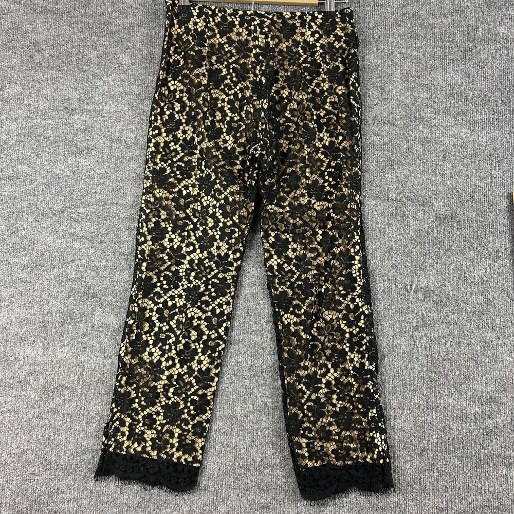 Moschino Pants 8 Lace Floral Black Cropped Straight Lined Gothic Dark Romantic - Picture 4 of 15